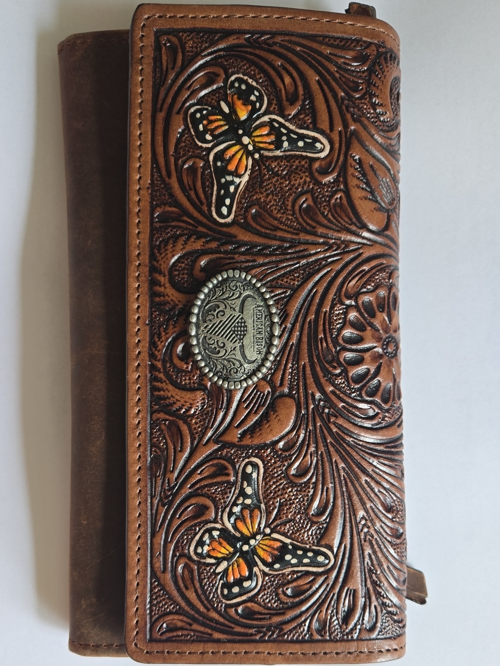 American Bison Leather Monarch Wallet NWT